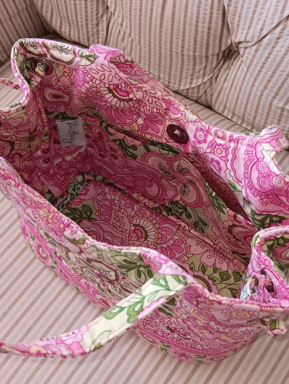 Vera Bradley Pink Floral Quilted Mini-Tote - Picture 6 of 7